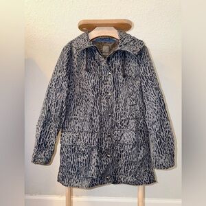 2in1 Y2K Gap Snow Leopard Print Fishtail Parka Jacket Women’s Small Utility-F
